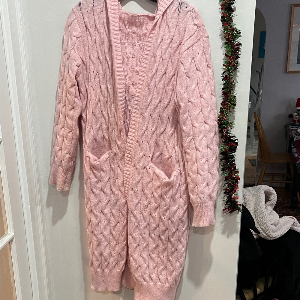 Pink Cable Knit Cardigan